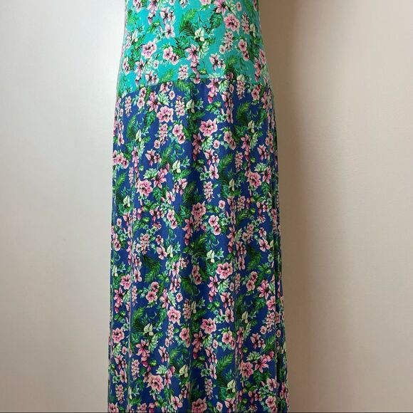 Juicy Couture Ombré Multicolor Crewneck Short Sleeve Floral Maxi Dress size M - Picture 6 of 14